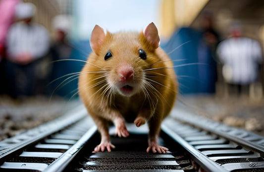 A rat running away after consuming No-Ratz in the New York Subway!